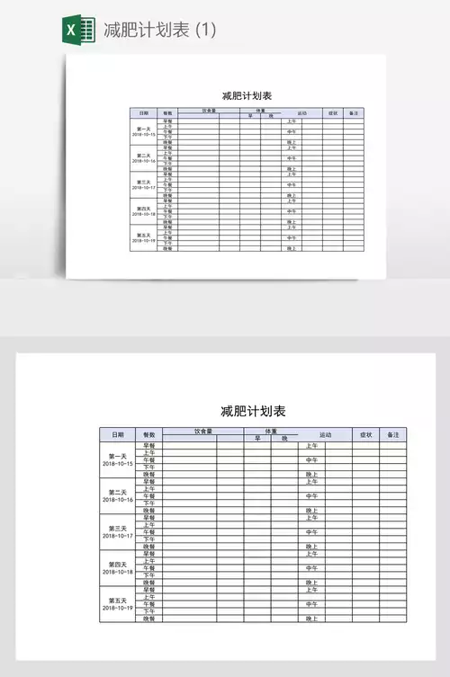 大学生减肥计划表格(2)